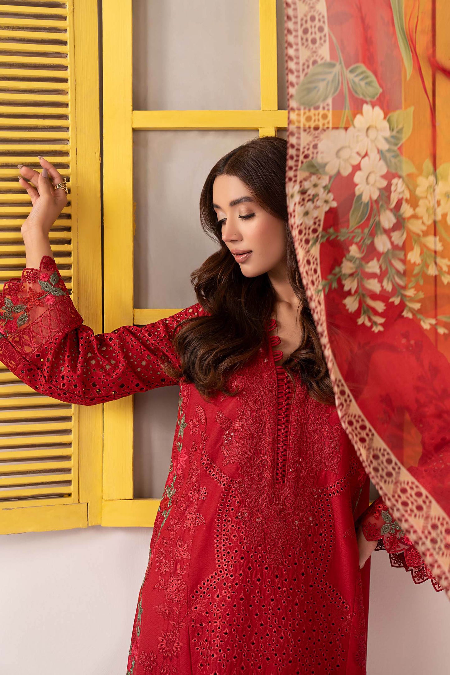 Maria B | Eid Collection 2026 | Dw-Ef26-34 Red - Luxury Dress - available at Maria Faisal in UK and USA.