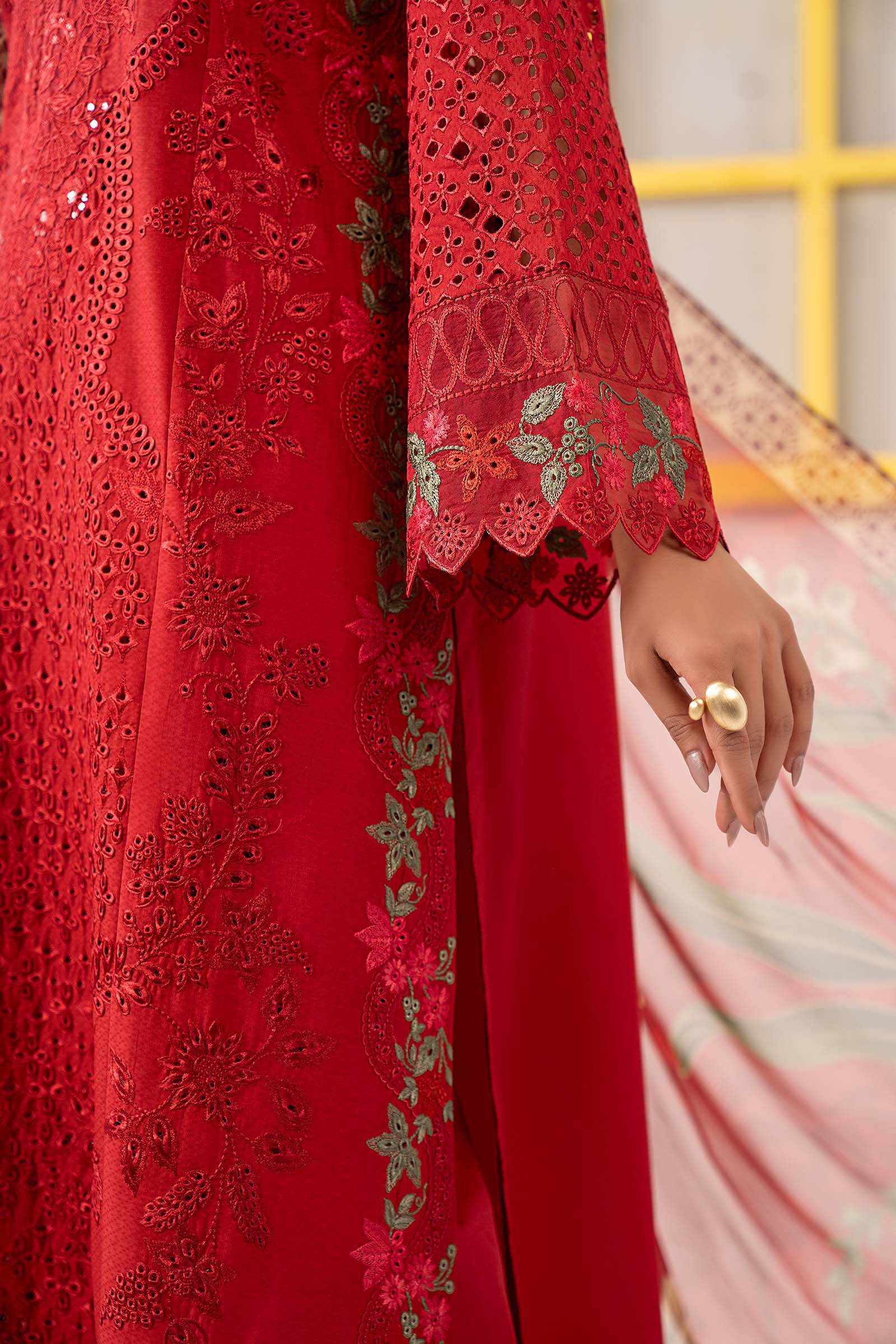 Maria B | Eid Collection 2026 | Dw-Ef26-34 Red - Luxury Dress - available at Maria Faisal in UK and USA.