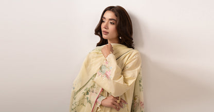 Maria B | Eid Collection 2026 | Dw-Ef26-52 Yellow - Luxury Dress - available at Maria Faisal in UK and USA.