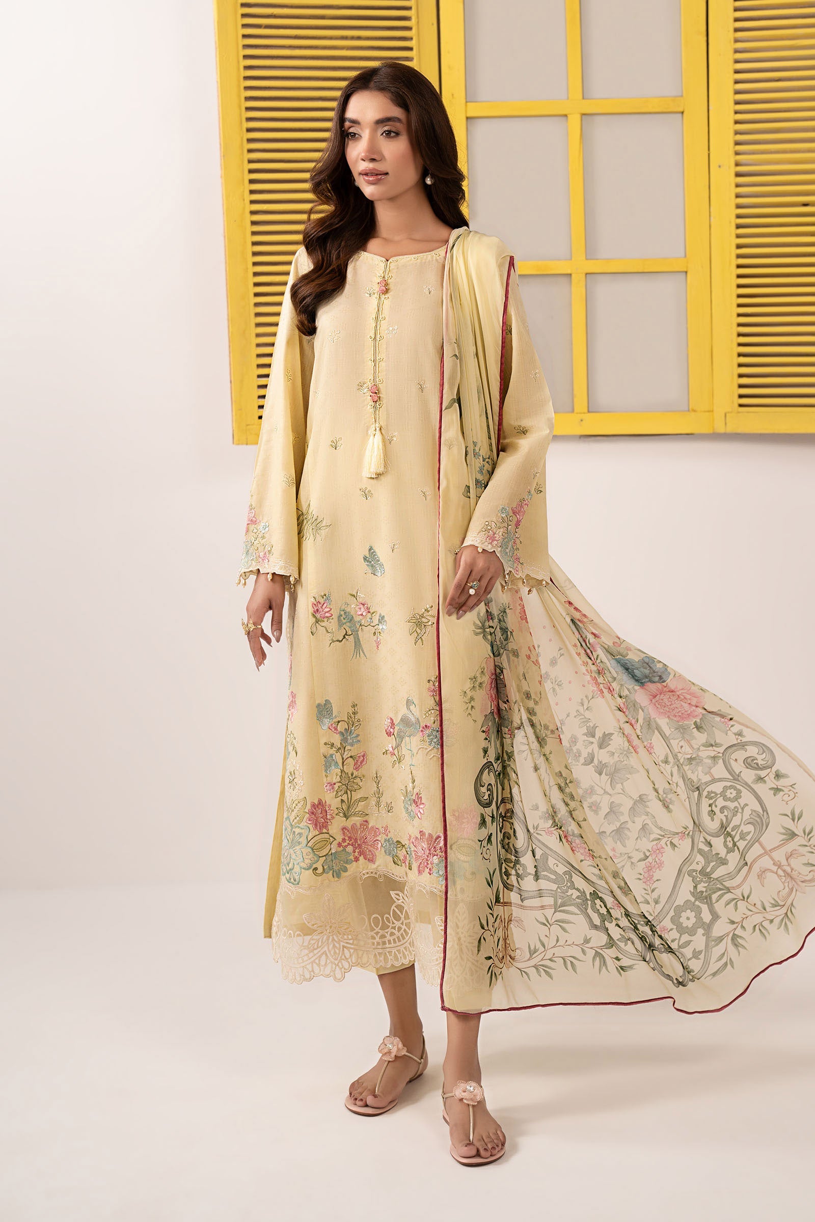 Maria B | Eid Collection 2026 | Dw-Ef26-52 Yellow - Luxury Dress - available at Maria Faisal in UK and USA.