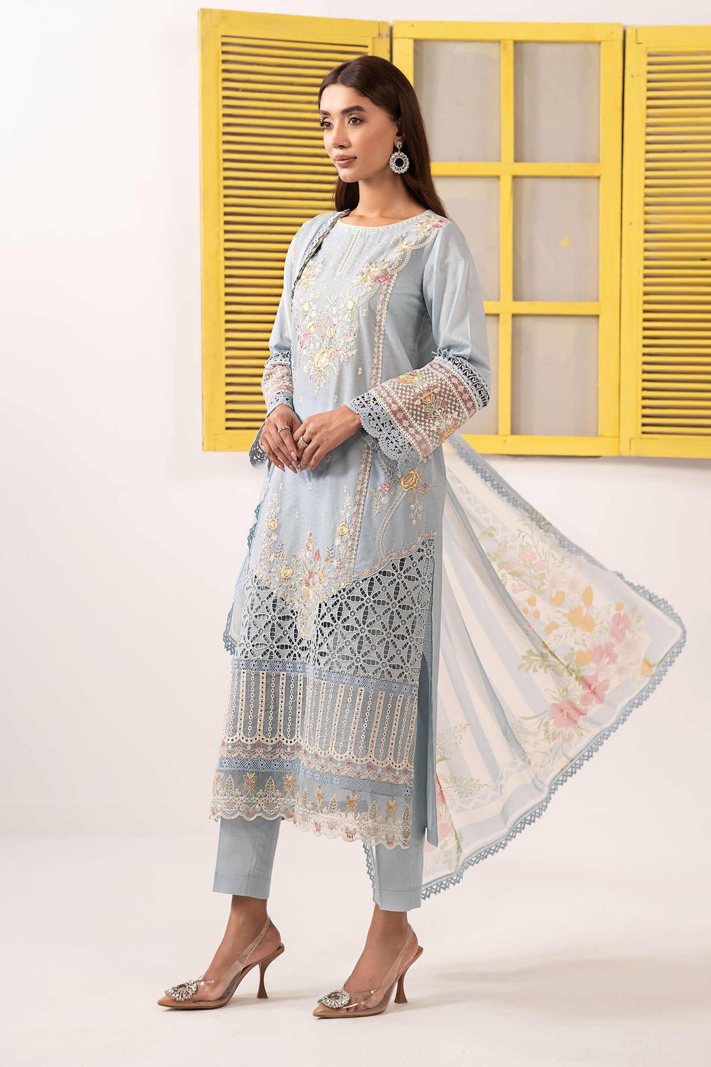 Maria B | Eid Collection 2026 | Dw-Ef26-60 Blue - Luxury Dress - available at Maria Faisal in UK and USA.