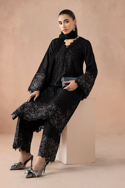 Maria B | Luxury Winter Pret 25 | DW-MN25-11-Black - Ladies Clothes - Maria Faisal