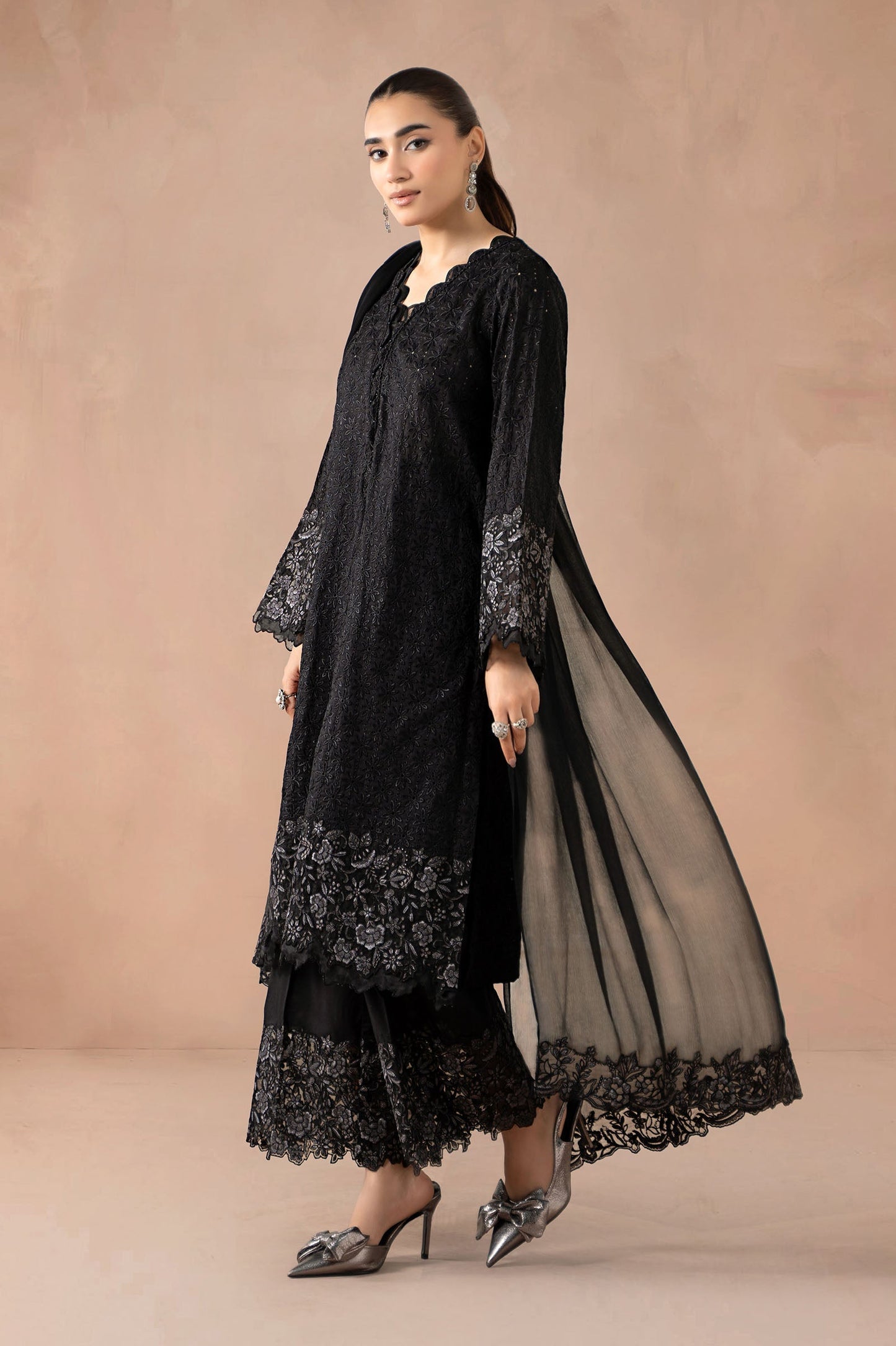 Maria B | Luxury Winter Pret 25 | DW-MN25-11-Black - Ladies Clothes - Maria Faisal