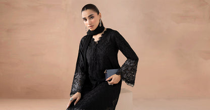 Maria B | Luxury Winter Pret 25 | DW-MN25-11-Black - Ladies Clothes - Maria Faisal