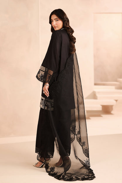 Maria B | Pre Fall Dresses | 3 Piece Embroidered Lawn Suit Black - Ladies Clothes - Maria Faisal