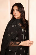Maria B | Pre Fall Dresses | 3 Piece Embroidered Lawn Suit Black - Ladies Clothes - Maria Faisal