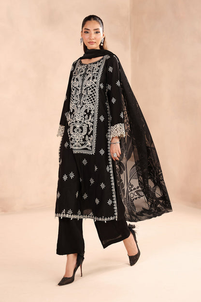 Maria B | Pre Fall Dresses | 3 Piece Embroidered Dobby Suit Black - Ladies Clothes - Maria Faisal