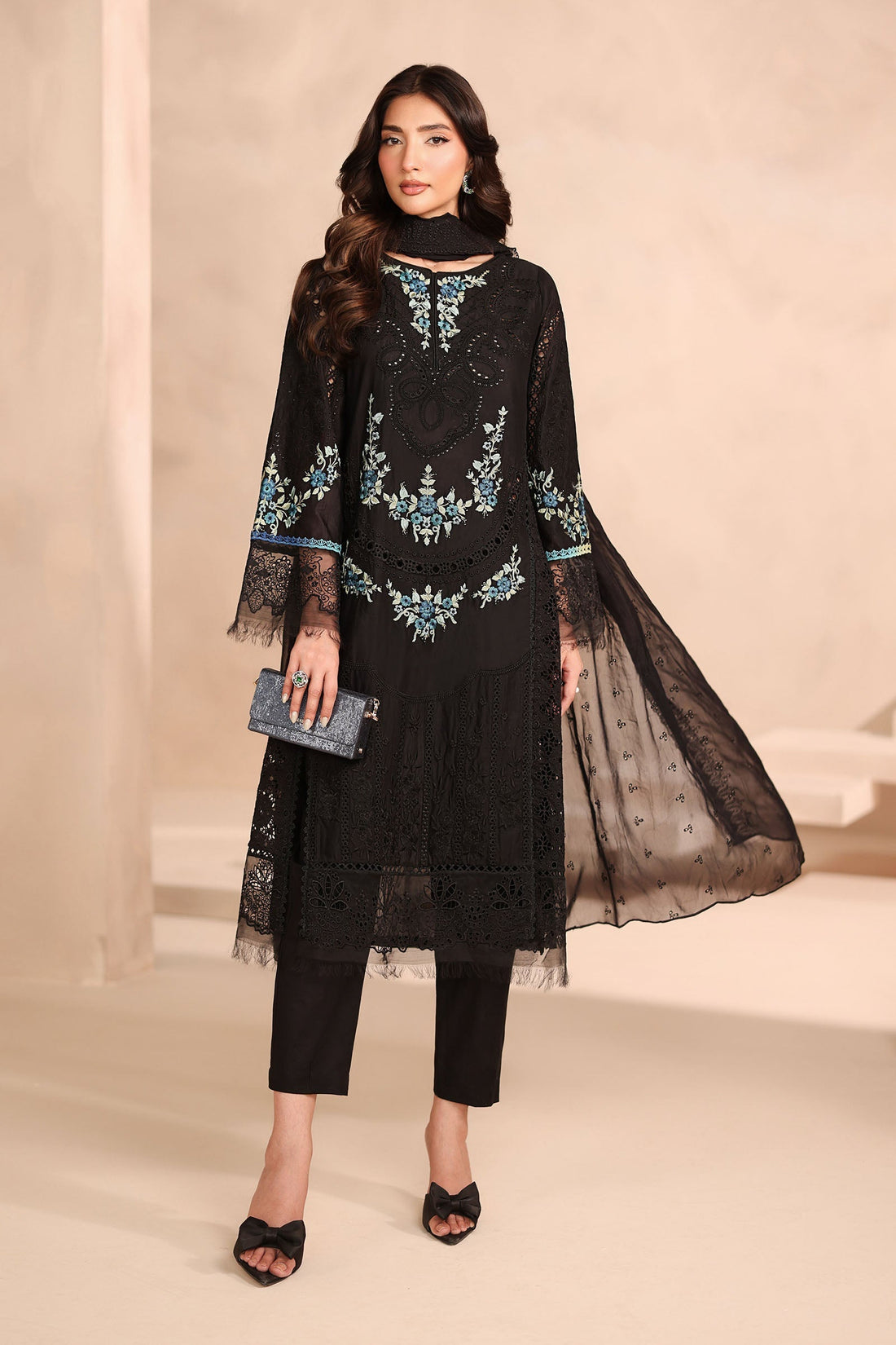 Maria B | Luxury Winter Pret 25 | DW-MN25-08-Black - Ladies Clothes - Maria Faisal