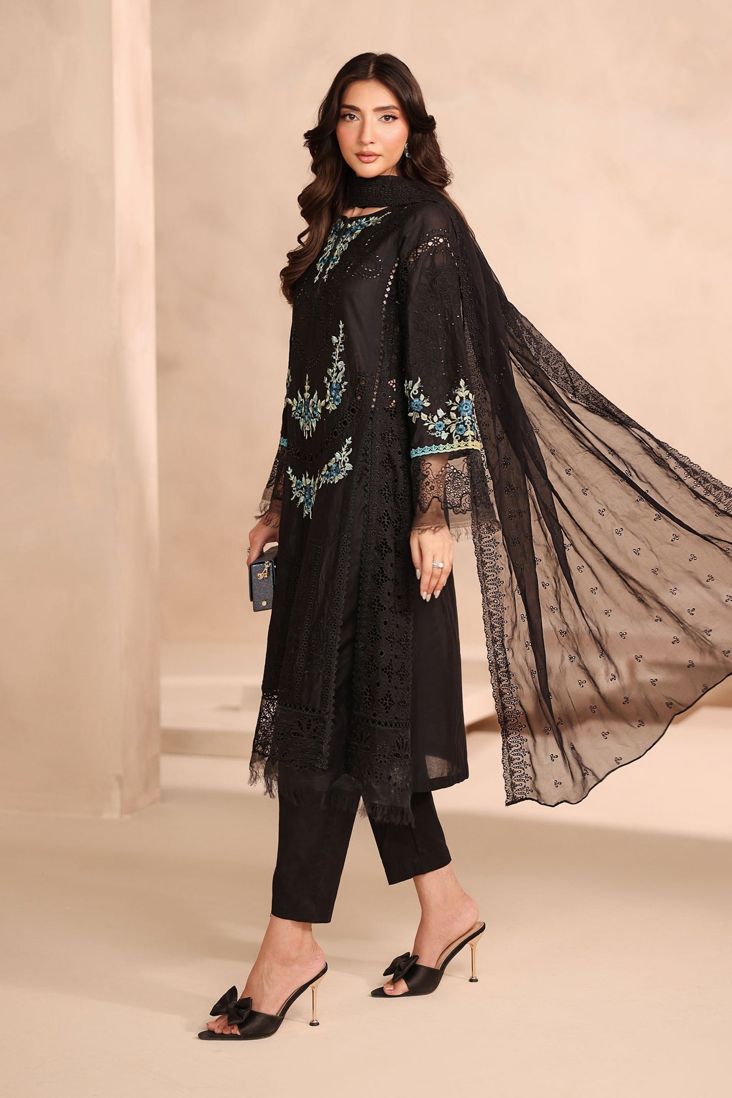 Maria B | Luxury Winter Pret 25 | DW-MN25-08-Black - Ladies Clothes - Maria Faisal