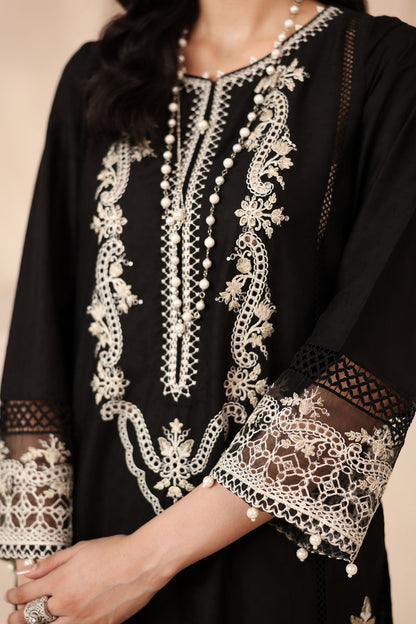 Maria B | Pre Fall Dresses | 3 Piece Embroidered Dobby Suit Black3 - Ladies Clothes - Maria Faisal