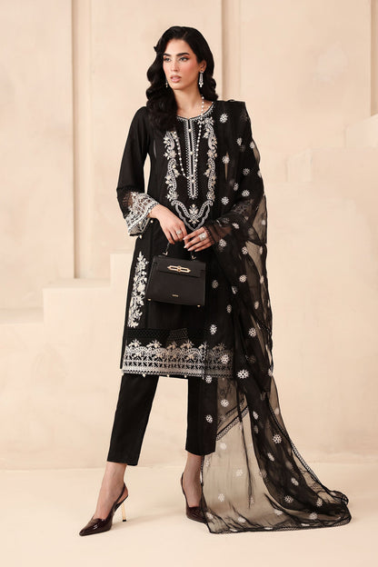Maria B | Pre Fall Dresses | 3 Piece Embroidered Dobby Suit Black3 - Ladies Clothes - Maria Faisal