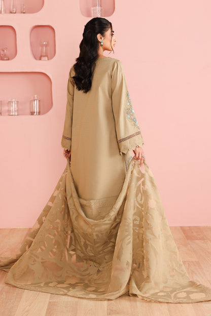 Maria B | Pre Fall Dresses | 3 Piece Embroidered Dobby Suit Coffee - Ladies Clothes - Maria Faisal