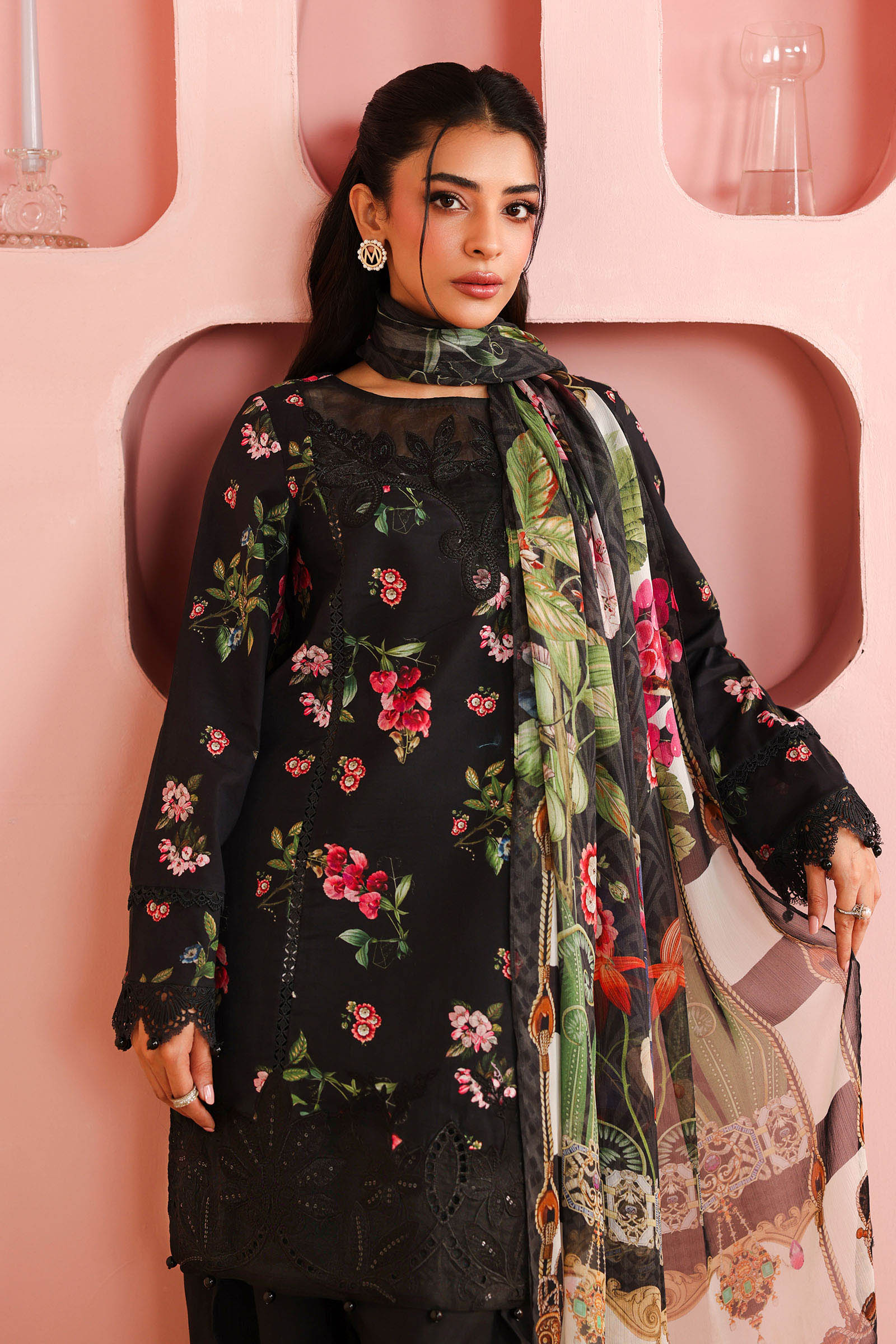 Maria B | Luxury Winter Pret 25 | DW-PF25-06-Black - Ladies Clothes - Maria Faisal