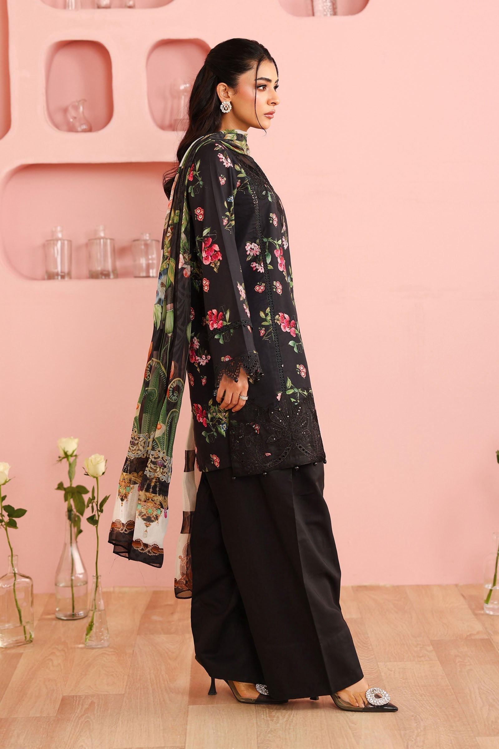 Maria B | Luxury Winter Pret 25 | DW-PF25-06-Black - Ladies Clothes - Maria Faisal