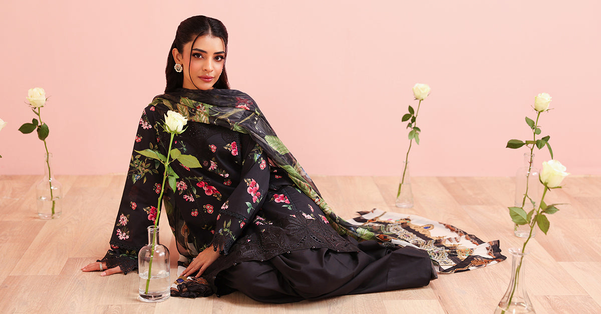 Maria B | Luxury Winter Pret 25 | DW-PF25-06-Black - Ladies Clothes - Maria Faisal