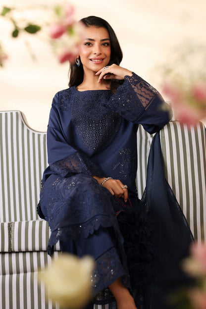 Maria B | Luxury Winter Pret 25 | DW-PF25-07-Blu - Ladies Clothes - Maria Faisal