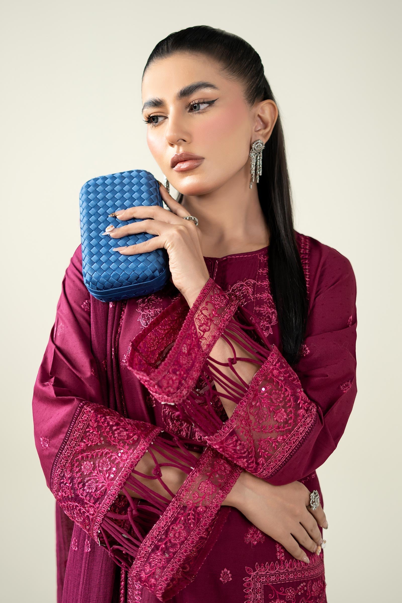 Maria B | Pre Fall Dresses | 3 Piece Embroidered Dobby Suit PP - Ladies Clothes - Maria Faisal