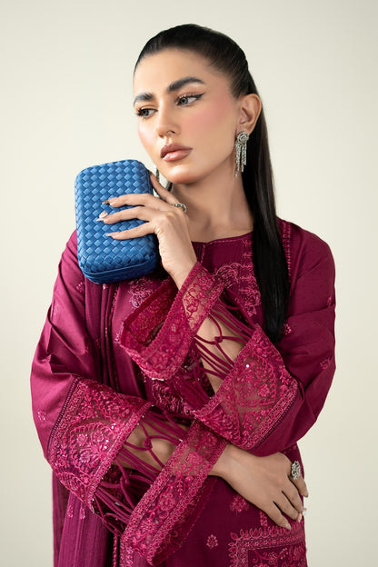 Maria B | Pre Fall Dresses | 3 Piece Embroidered Dobby Suit PP - Ladies Clothes - Maria Faisal