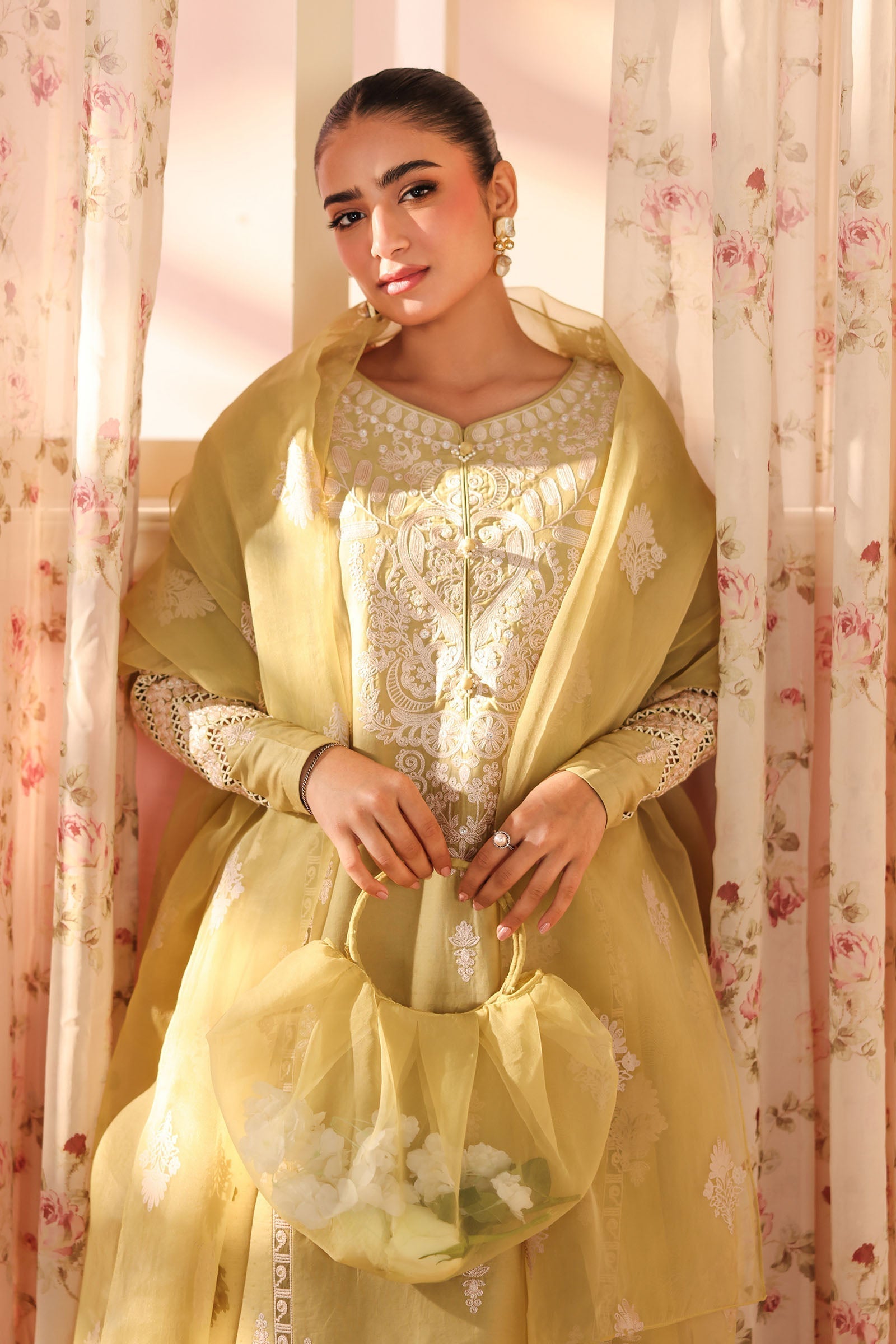 Maria B | Luxury Winter Pret 25 | DW-PF25-34-Light Green - Ladies Clothes - Maria Faisal