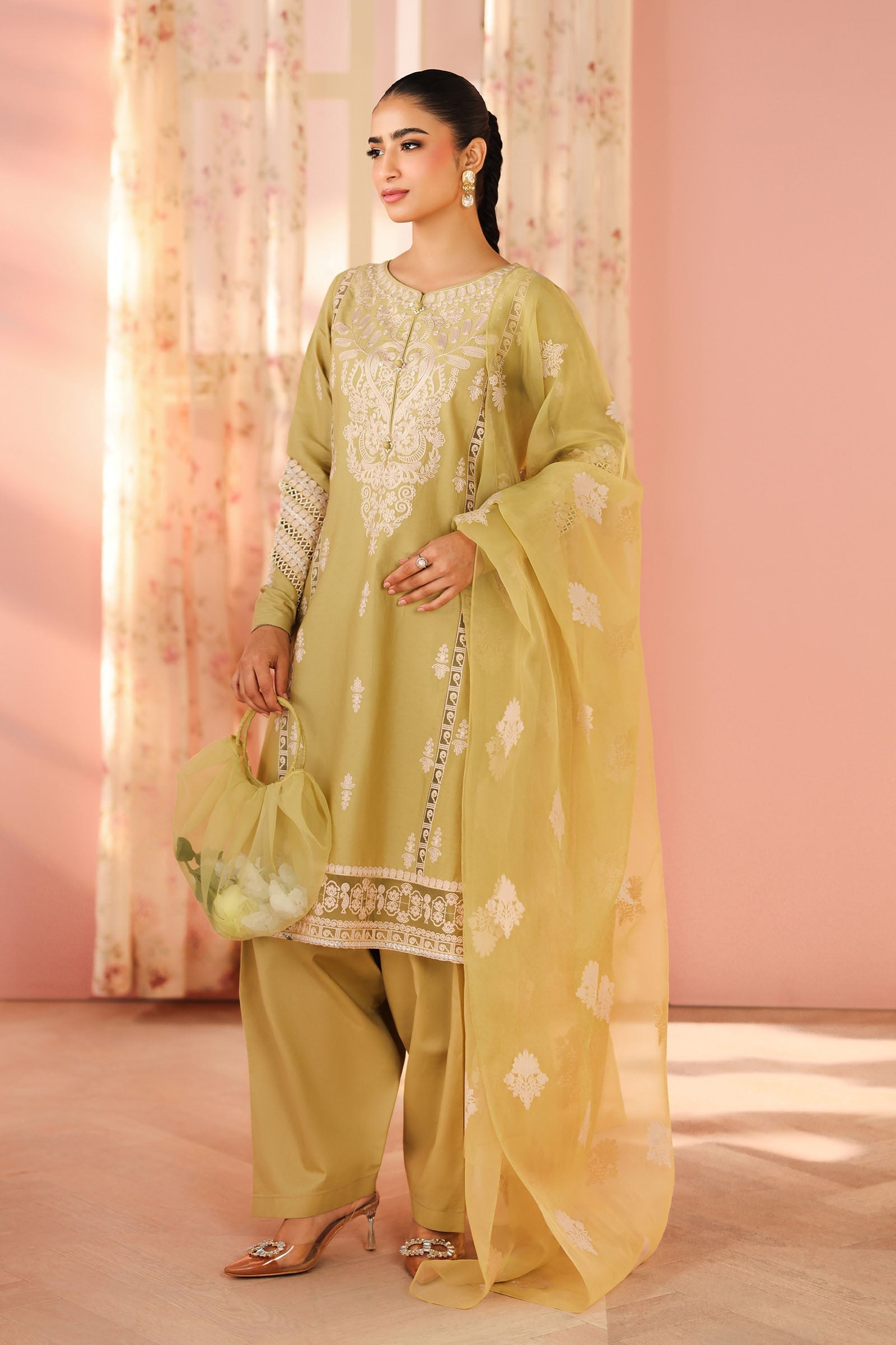 Maria B | Pre Fall Dresses | 3 Piece Embroidered Dobby Suit MM - Ladies Clothes - Maria Faisal