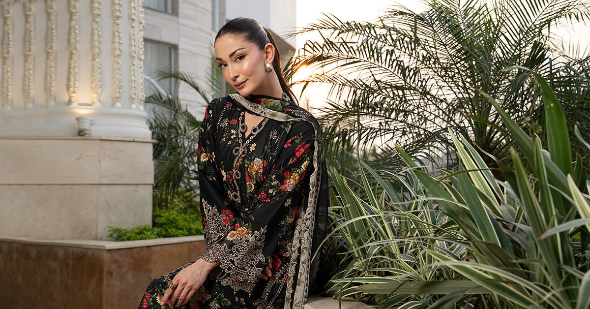 Maria B | Luxury Pret Pre Fall | DW-PF26-03-Black - Luxury Dress - available at Maria Faisal in UK and USA.