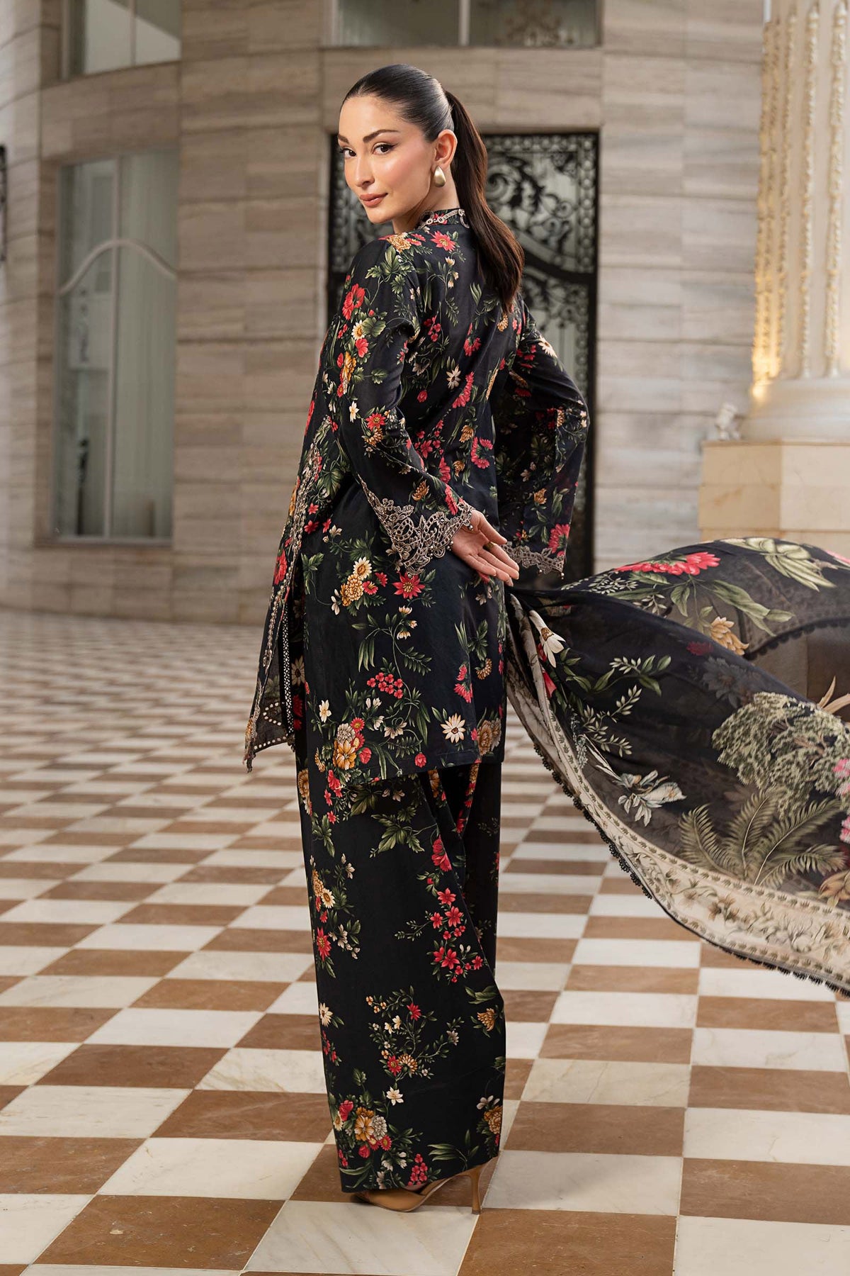 Maria B | Luxury Pret Pre Fall | DW-PF26-03-Black - Luxury Dress - available at Maria Faisal in UK and USA.