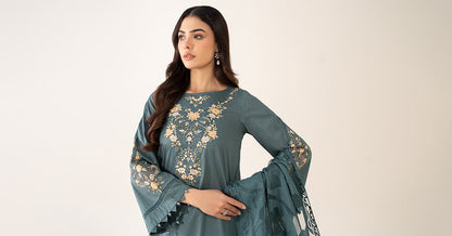 Maria B | Luxury Winter Pret 25 | DW-PF25-03-Tea - Ladies Clothes - Maria Faisal