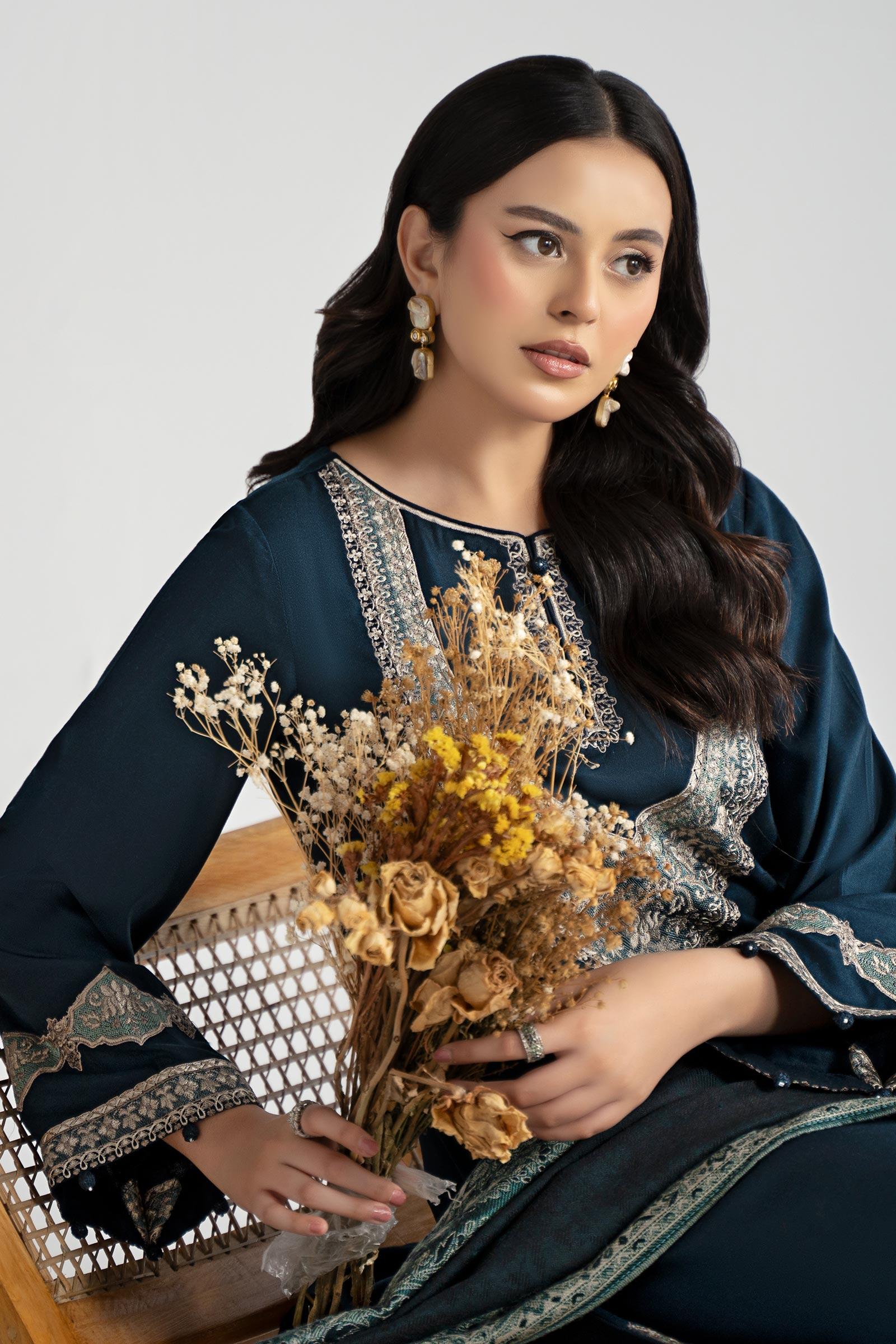 Maria B | Luxury Winter Pret 25 | DW-W24-102R1-Blue - Ladies Clothes - Maria Faisal