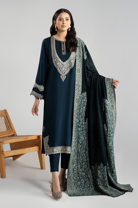 Maria B | Luxury Winter Pret 25 | DW-W24-102R1-Blue - Ladies Clothes - Maria Faisal