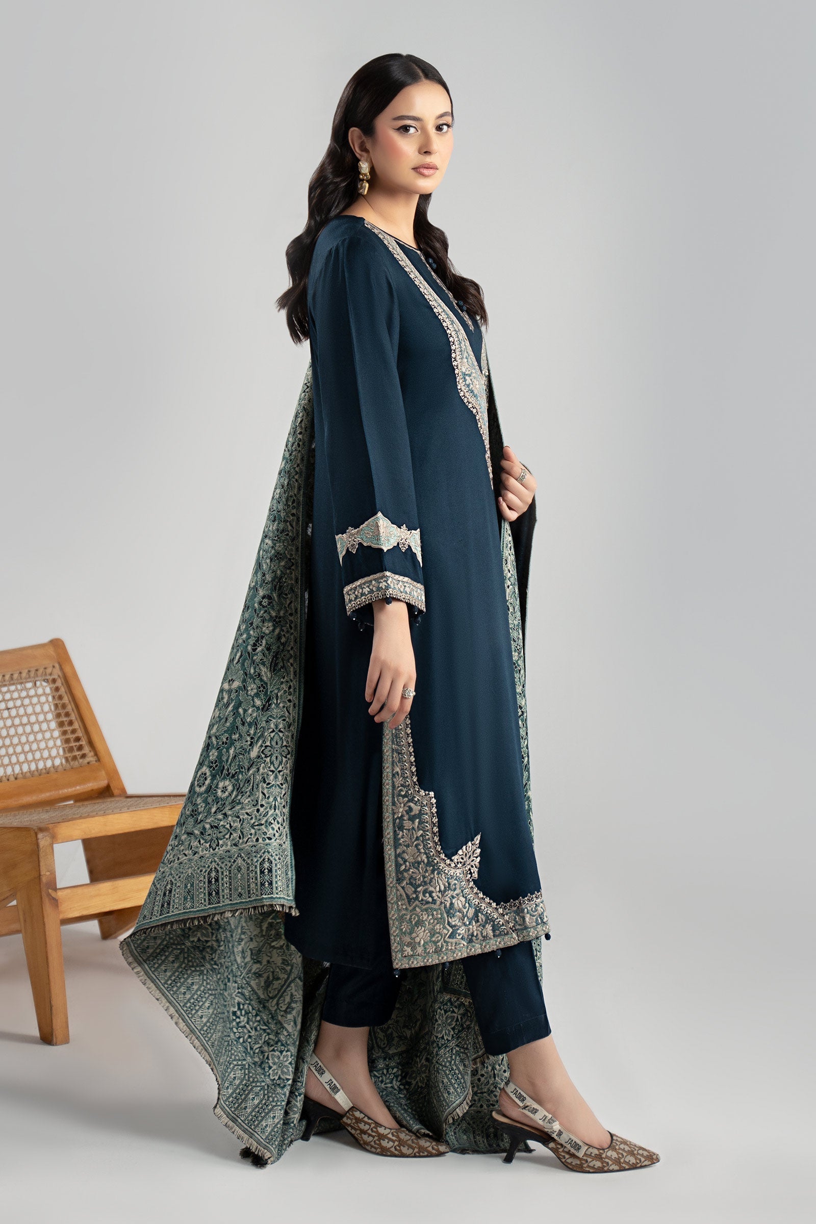 Maria B | Luxury Winter Pret 25 | DW-W24-102R1-Blue - Ladies Clothes - Maria Faisal