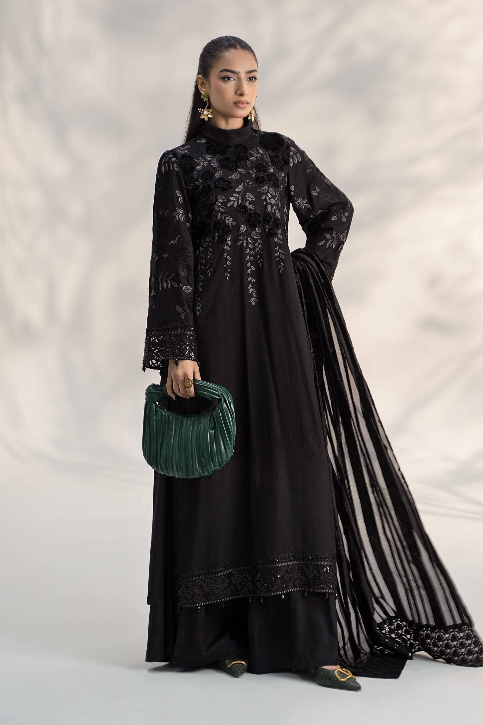 Maira B | Ready to Wear | DW-W24-103 Black by Maria Faisal - Registered Vendor of : Maria B - type : Wedding Dress - 100% original wedding dresses