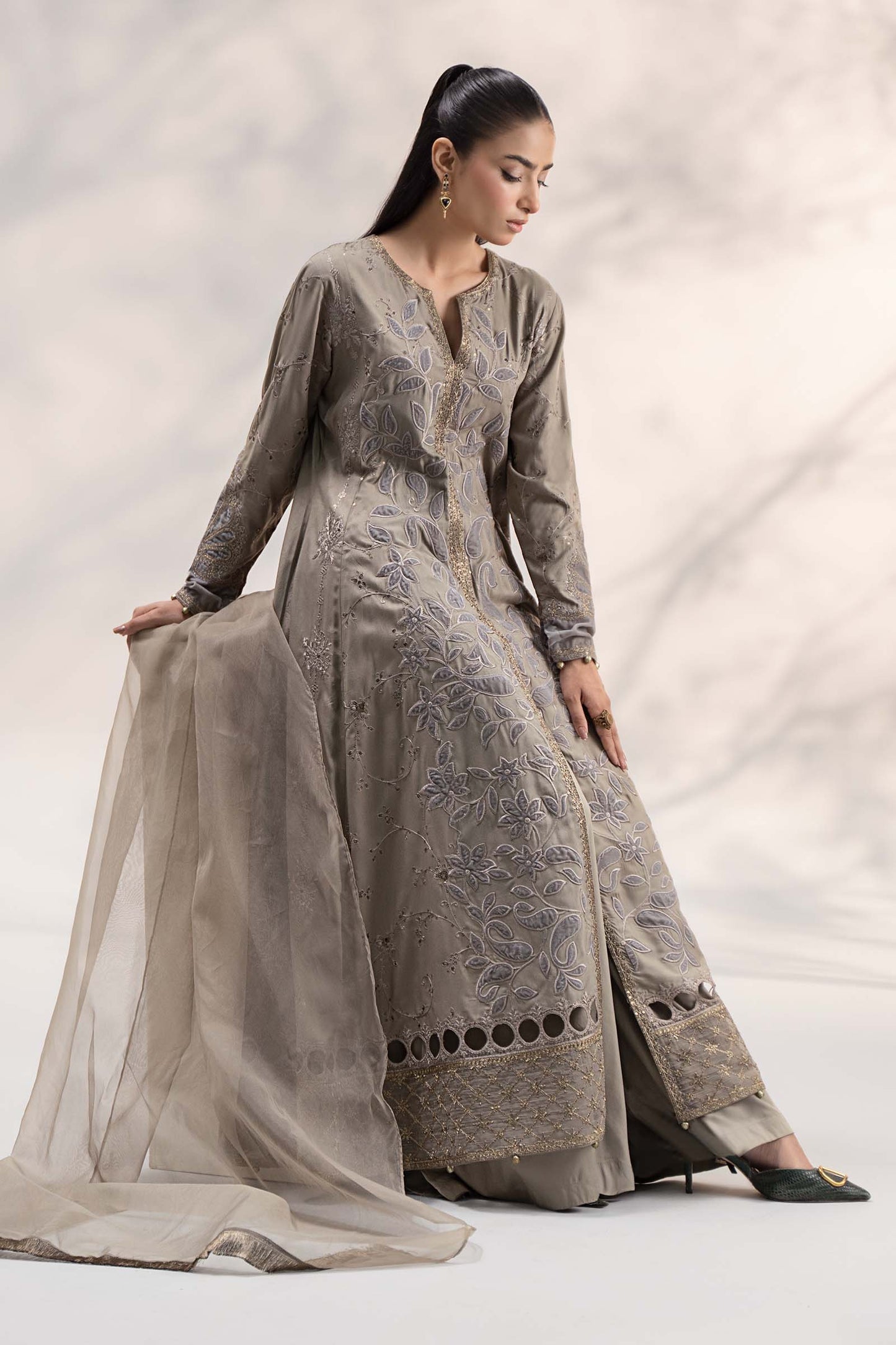 Maira B | Ready to Wear | DW-W24-159 Grey by Maria Faisal - Registered Vendor of : Maria B - type : Wedding Dress - 100% original wedding dresses
