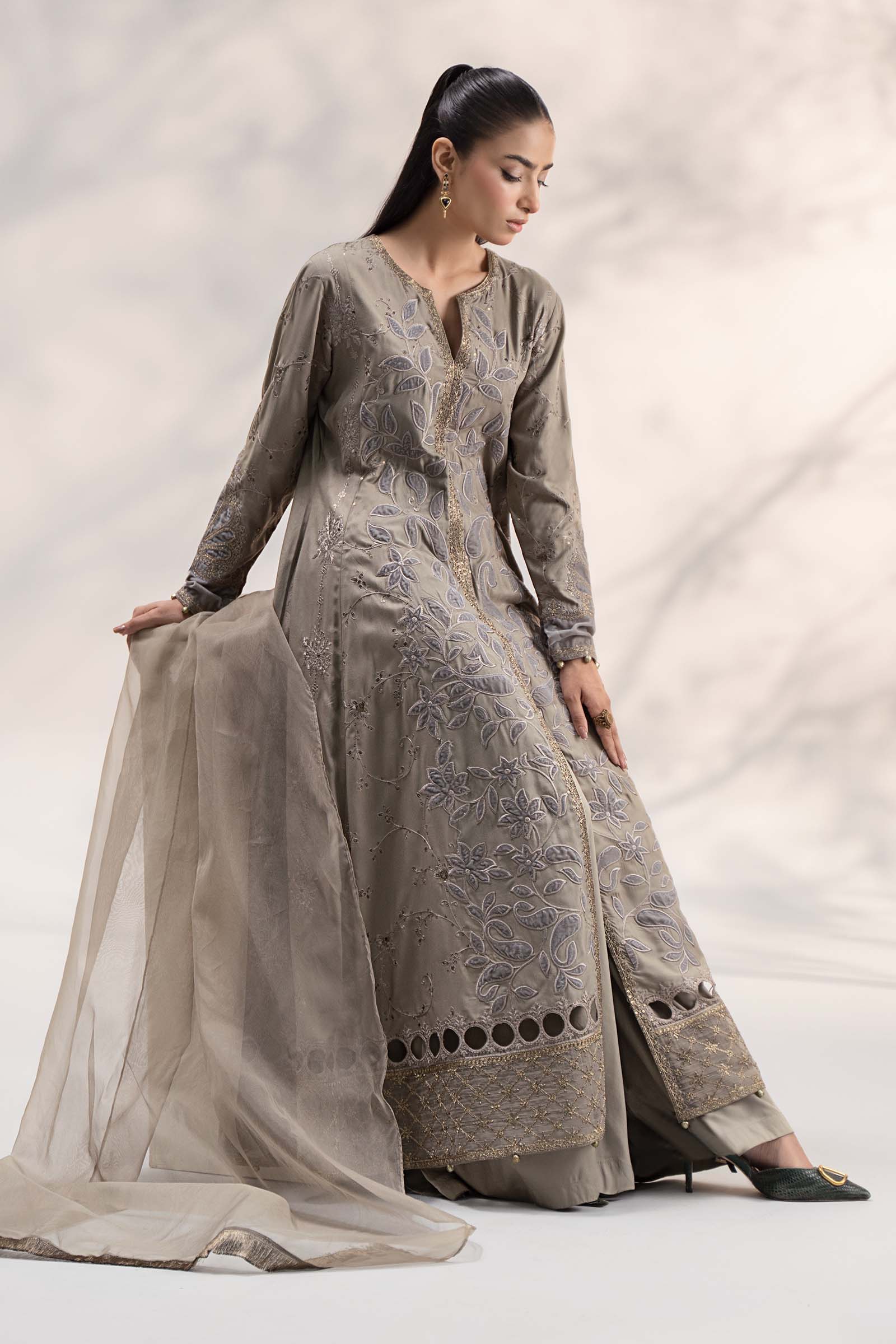Maira B | Ready to Wear | DW-W24-159 Grey by Maria Faisal - Registered Vendor of : Maria B - type : Wedding Dress - 100% original wedding dresses