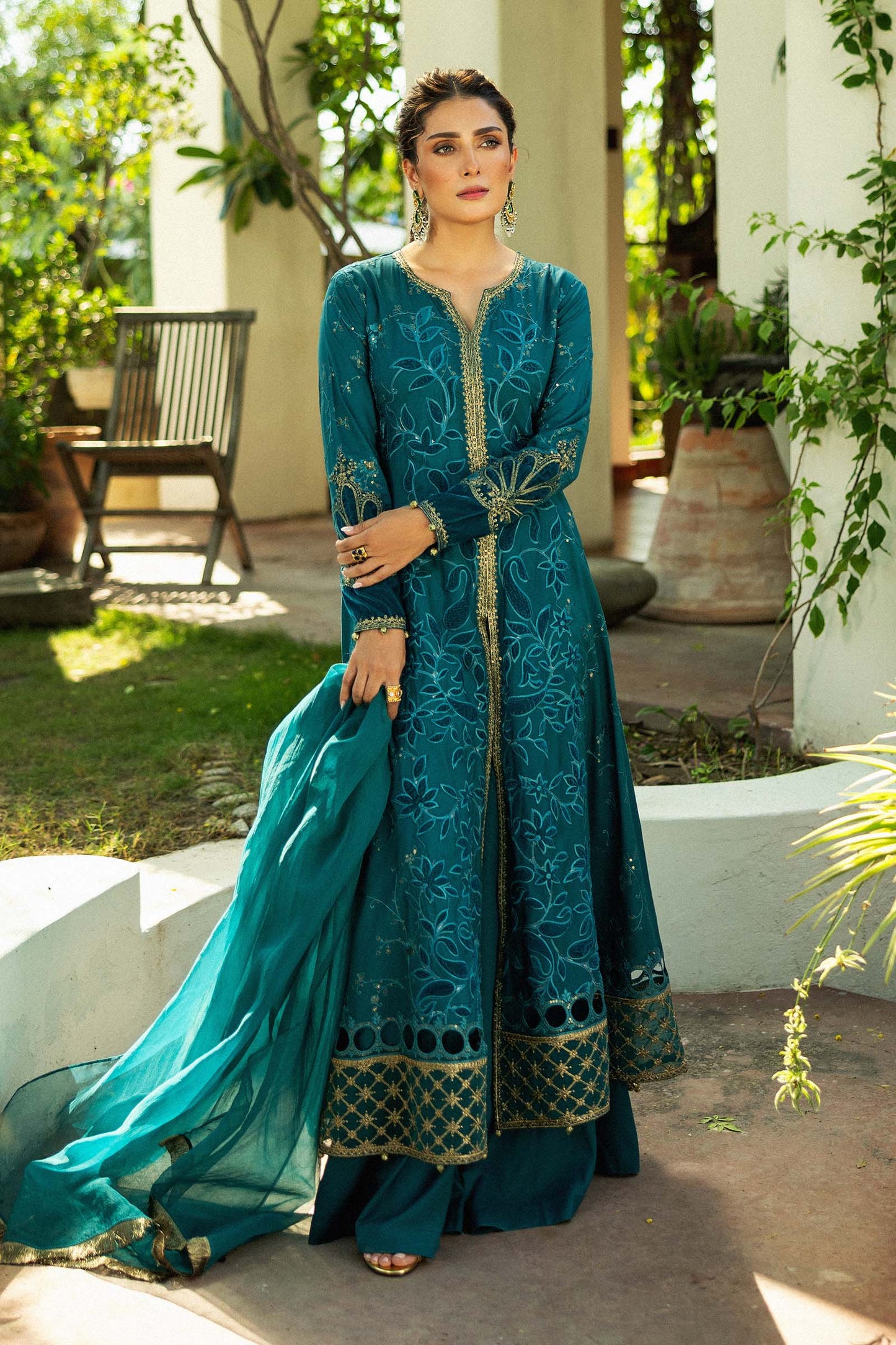 Maira B | Ready to Wear | DW-W24-159 Teal by Maria Faisal - Registered Vendor of : Maria B - type : Wedding Dress - 100% original wedding dresses