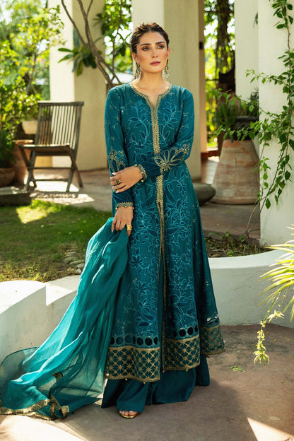 Maira B | Ready to Wear | DW-W24-159 Teal by Maria Faisal - Registered Vendor of : Maria B - type : Wedding Dress - 100% original wedding dresses