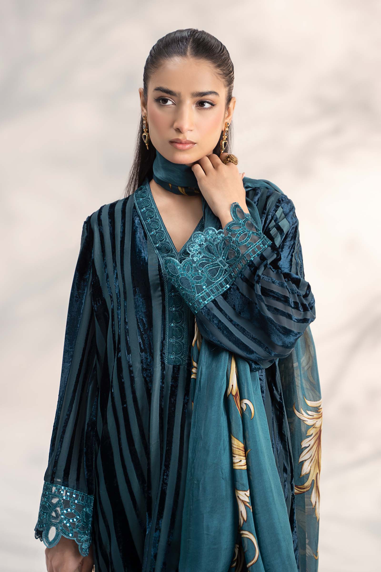 Maira B | Ready to Wear | DW-W24-173 Teal by Maria Faisal - Registered Vendor of : Maria B - type : Wedding Dress - 100% original wedding dresses