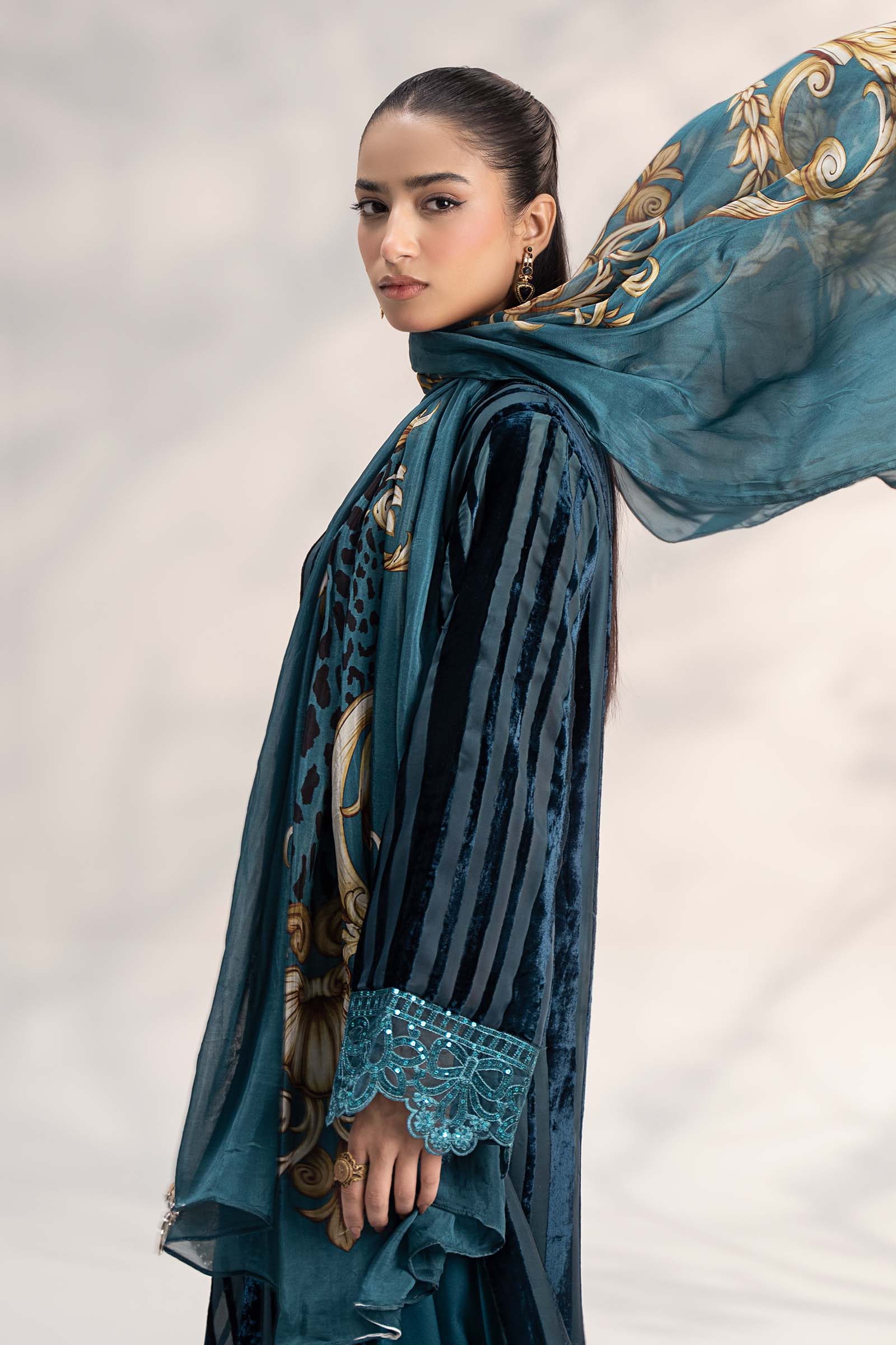 Maira B | Ready to Wear | DW-W24-173 Teal by Maria Faisal - Registered Vendor of : Maria B - type : Wedding Dress - 100% original wedding dresses