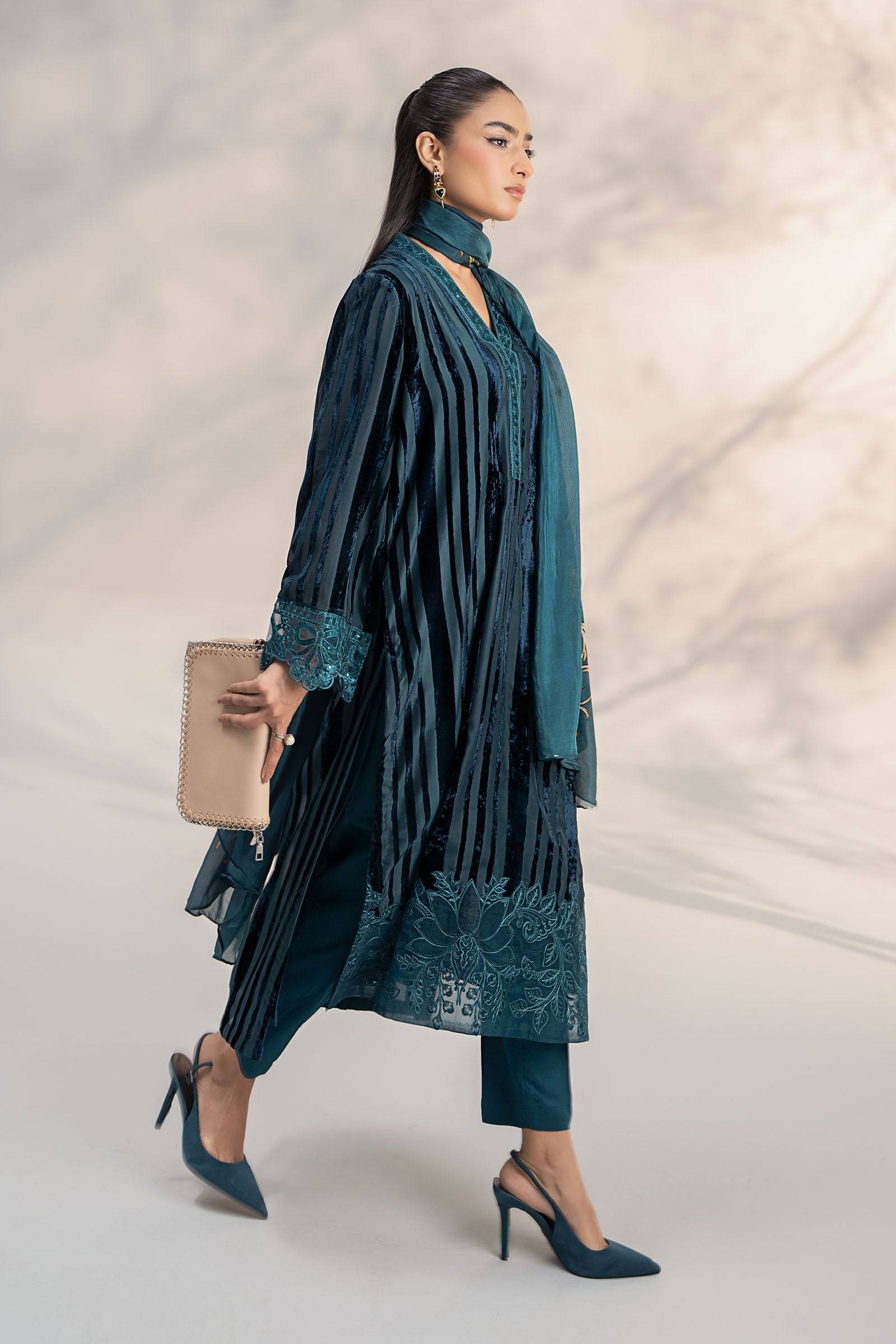 Maira B | Ready to Wear | DW-W24-173 Teal by Maria Faisal - Registered Vendor of : Maria B - type : Wedding Dress - 100% original wedding dresses
