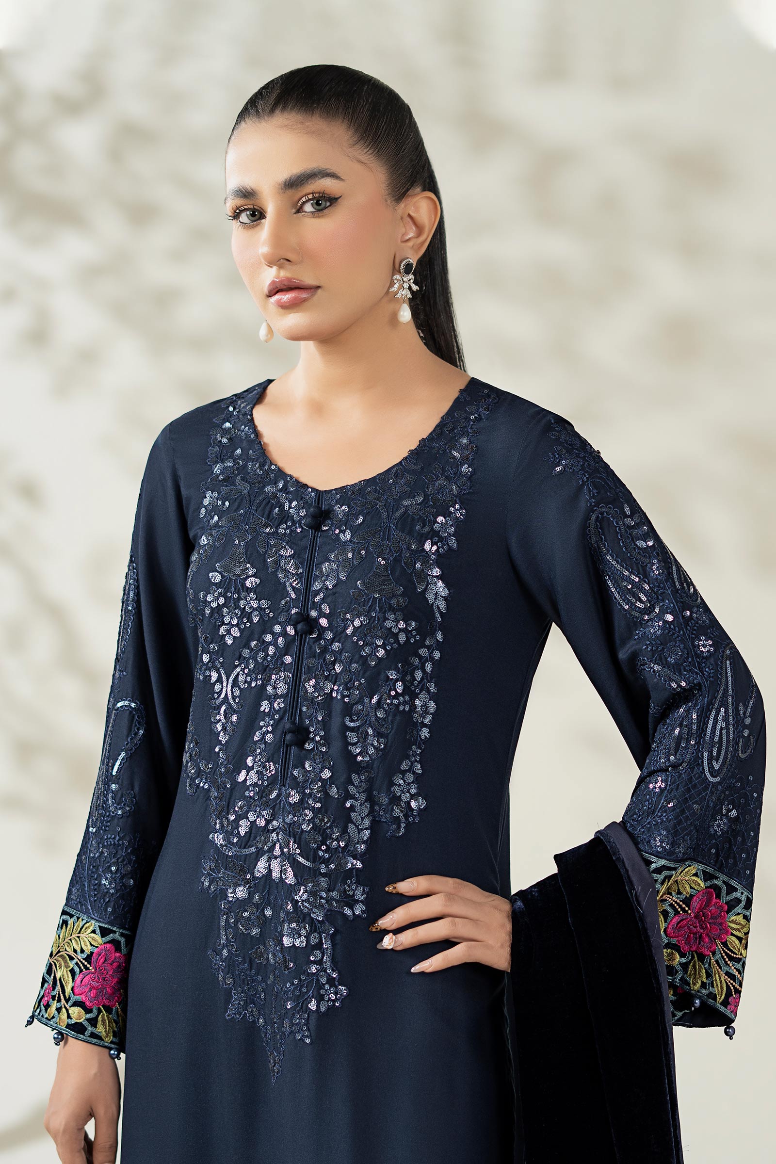 Maria B | Luxury Winte r Pret 25 |DW-W25-20-Blue - Ladies Clothes - Maria Faisal