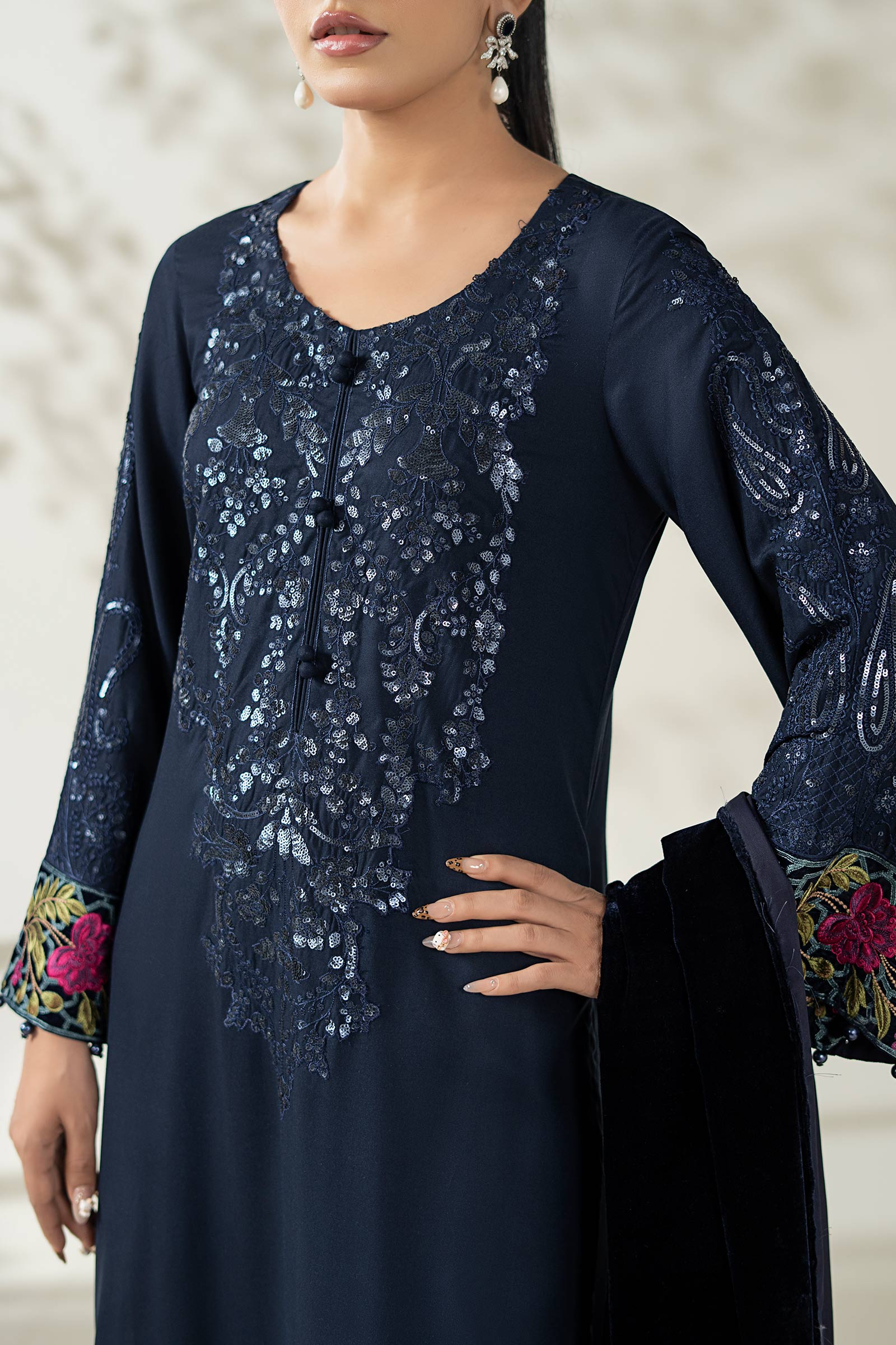 Maria B | Luxury Winte r Pret 25 |DW-W25-20-Blue - Ladies Clothes - Maria Faisal