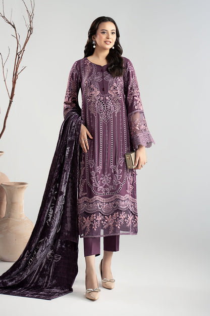 Maria B | Pre Fall Dresses | 3 Piece Embroidered Linen Suit ZD - Ladies Clothes - Maria Faisal