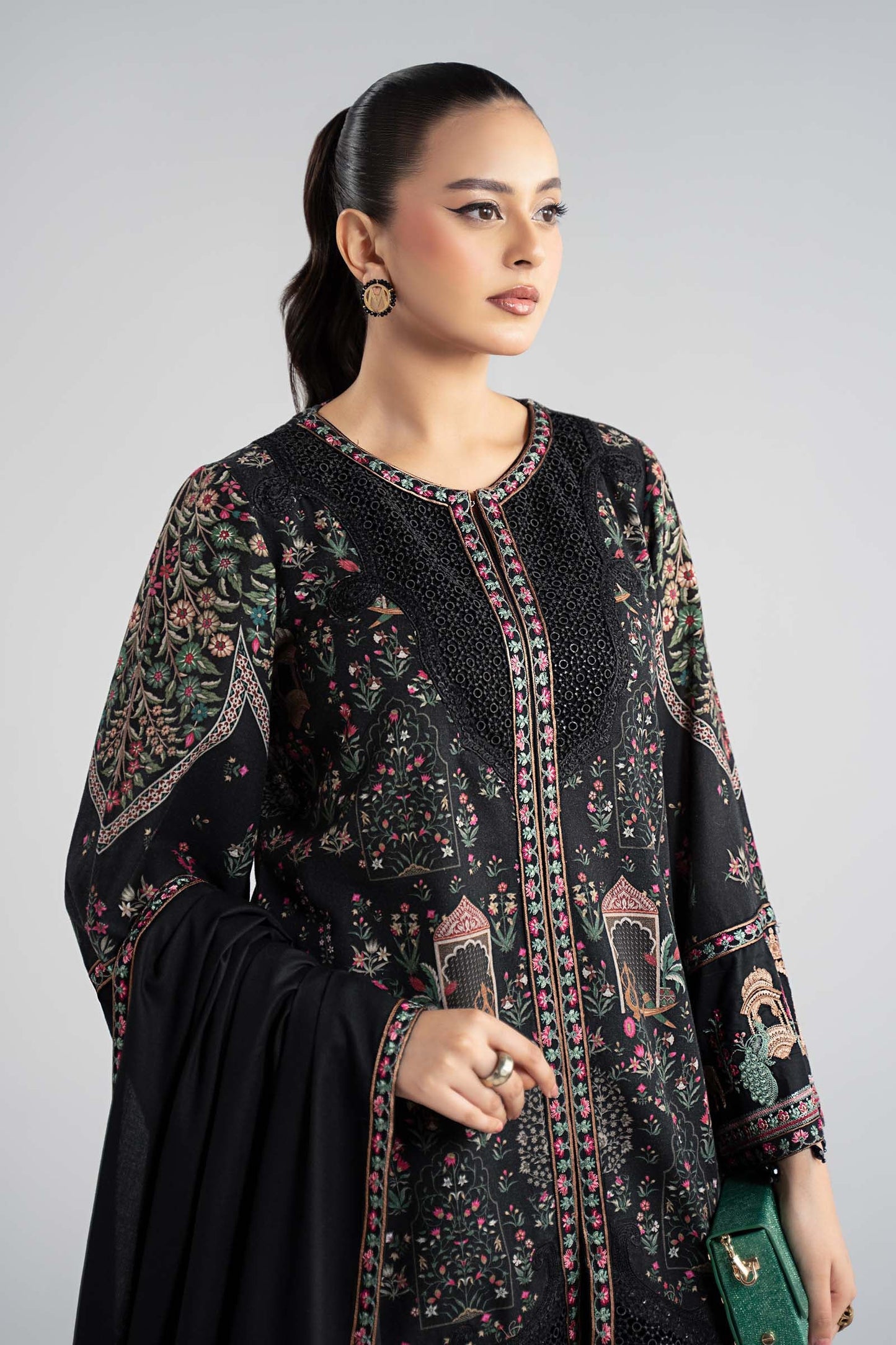 Maria B | Pre Fall Dresses | 3 Piece Embroidered Khaddar Suit ZF - Ladies Clothes - Maria Faisal