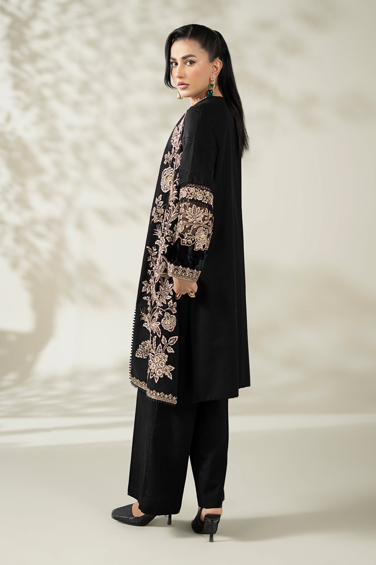 Maria B | Pre Fall Dresses | 3 Piece Embroidered Khaddar Suit ZG - Ladies Clothes - Maria Faisal