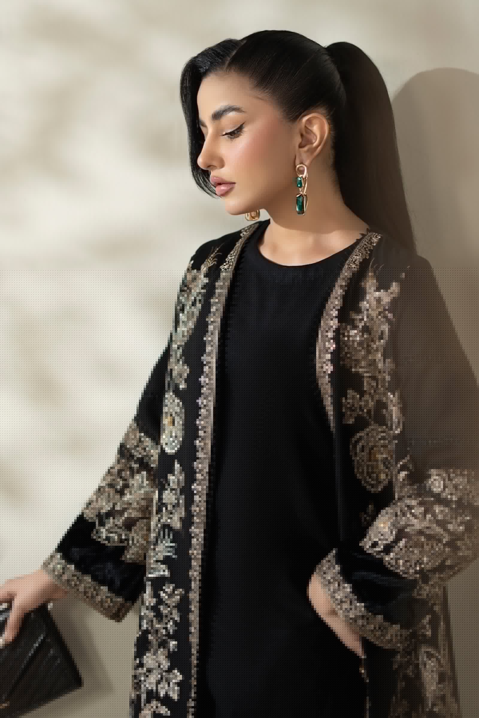 Maria B | Luxury Winter Pret 25 | DW-W25-43-Black - Ladies Clothes - Maria Faisal