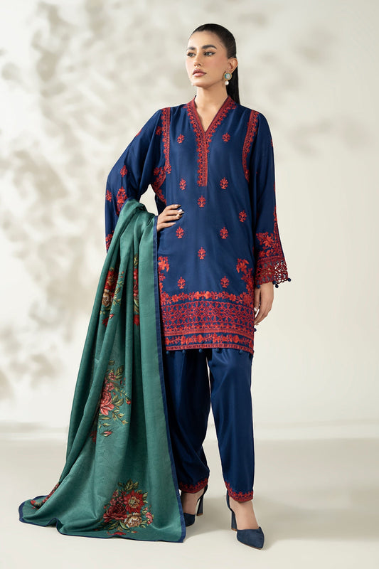 Maria B | Luxury Winter Pret 25 | DW-W25-46-Blue - Ladies Clothes - Maria Faisal