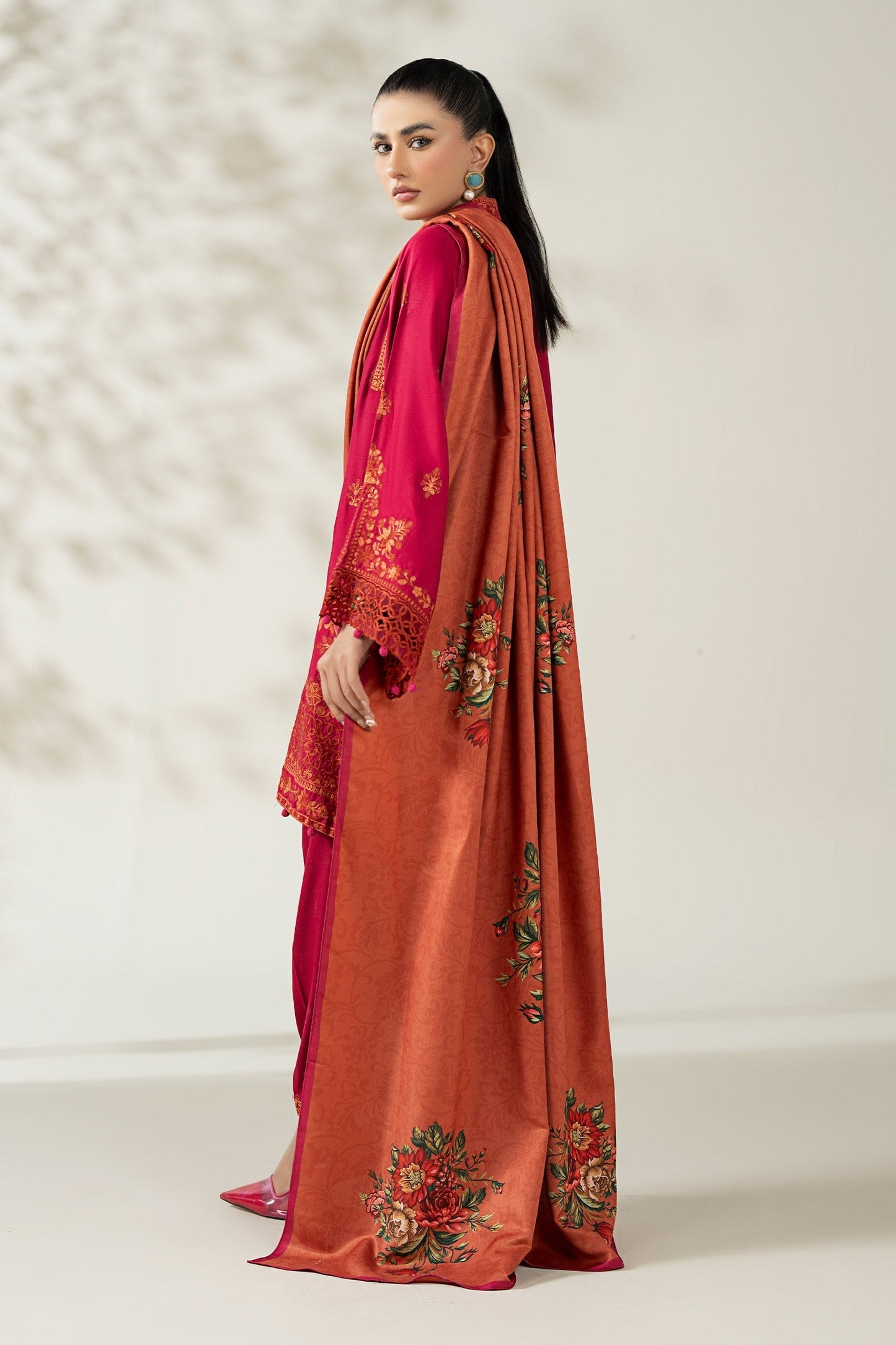 Maria B | Luxury Winter Pret 25 | DW-W25-46-Hot Pink - Ladies Clothes - Maria Faisal