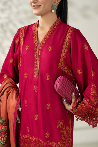 Maria B | Luxury Winter Pret 25 | DW-W25-46-Hot Pink - Ladies Clothes - Maria Faisal