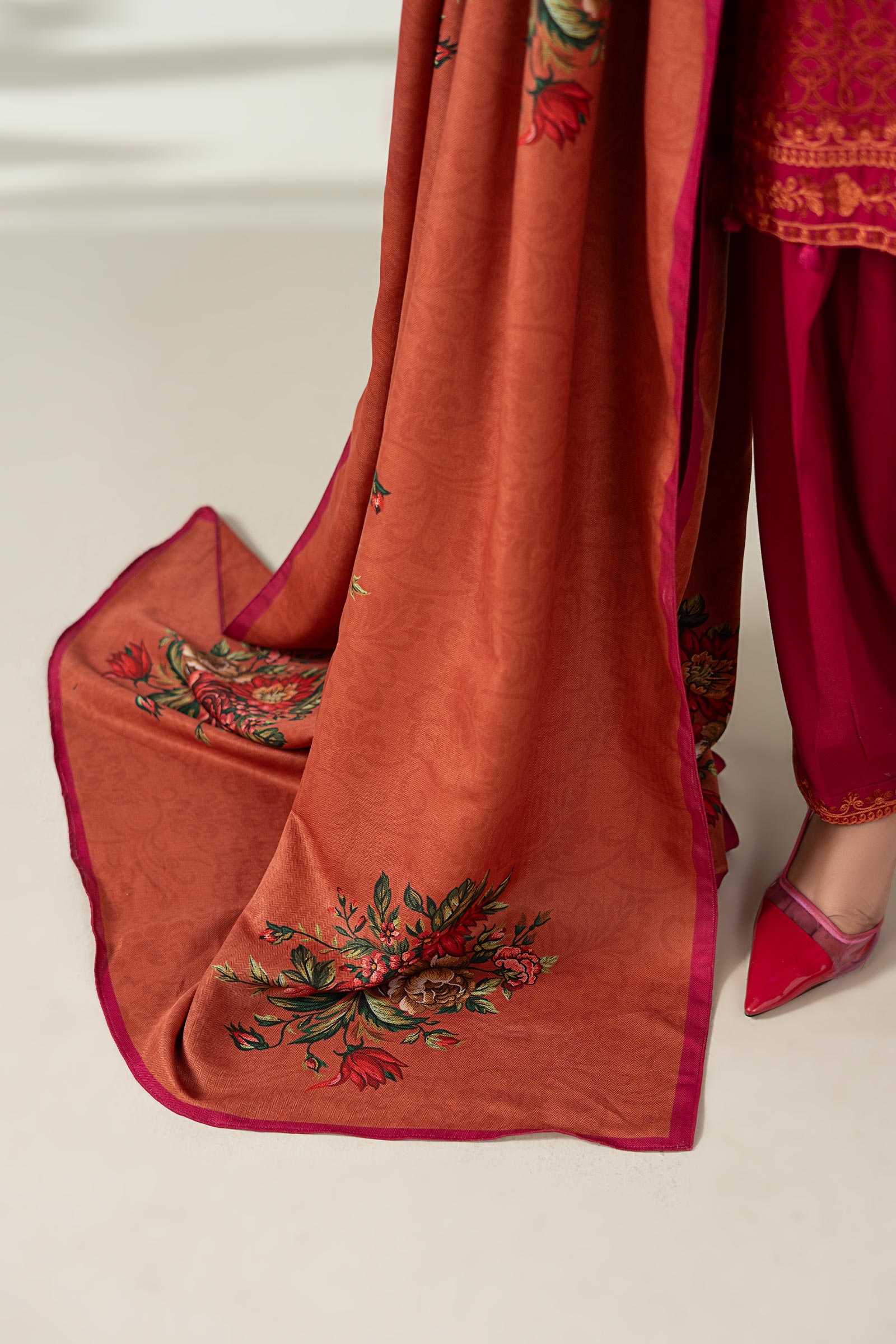 Maria B | Luxury Winter Pret 25 | DW-W25-46-Hot Pink - Ladies Clothes - Maria Faisal