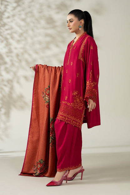 Maria B | Luxury Winter Pret 25 | DW-W25-46-Hot Pink - Ladies Clothes - Maria Faisal