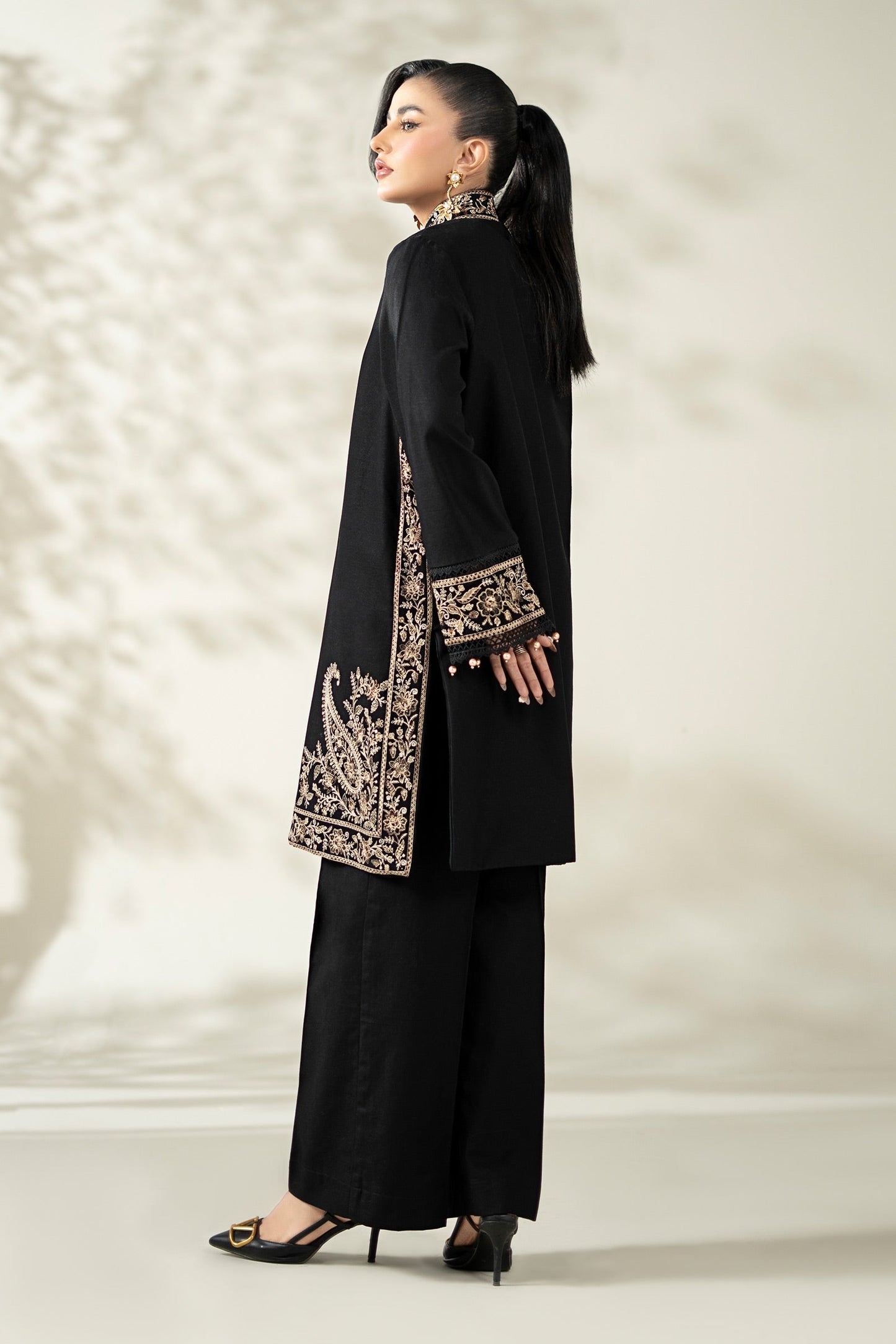 Maria B | Pre Fall Dresses | 3 Piece Embroidered Khaddar Suit YY - Ladies Clothes - Maria Faisal